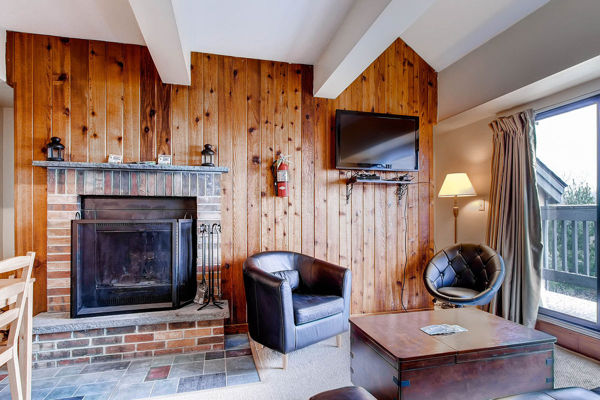 Living Room with Fireplace from one of our Mountain Green Resort Condos in Killington, VT.