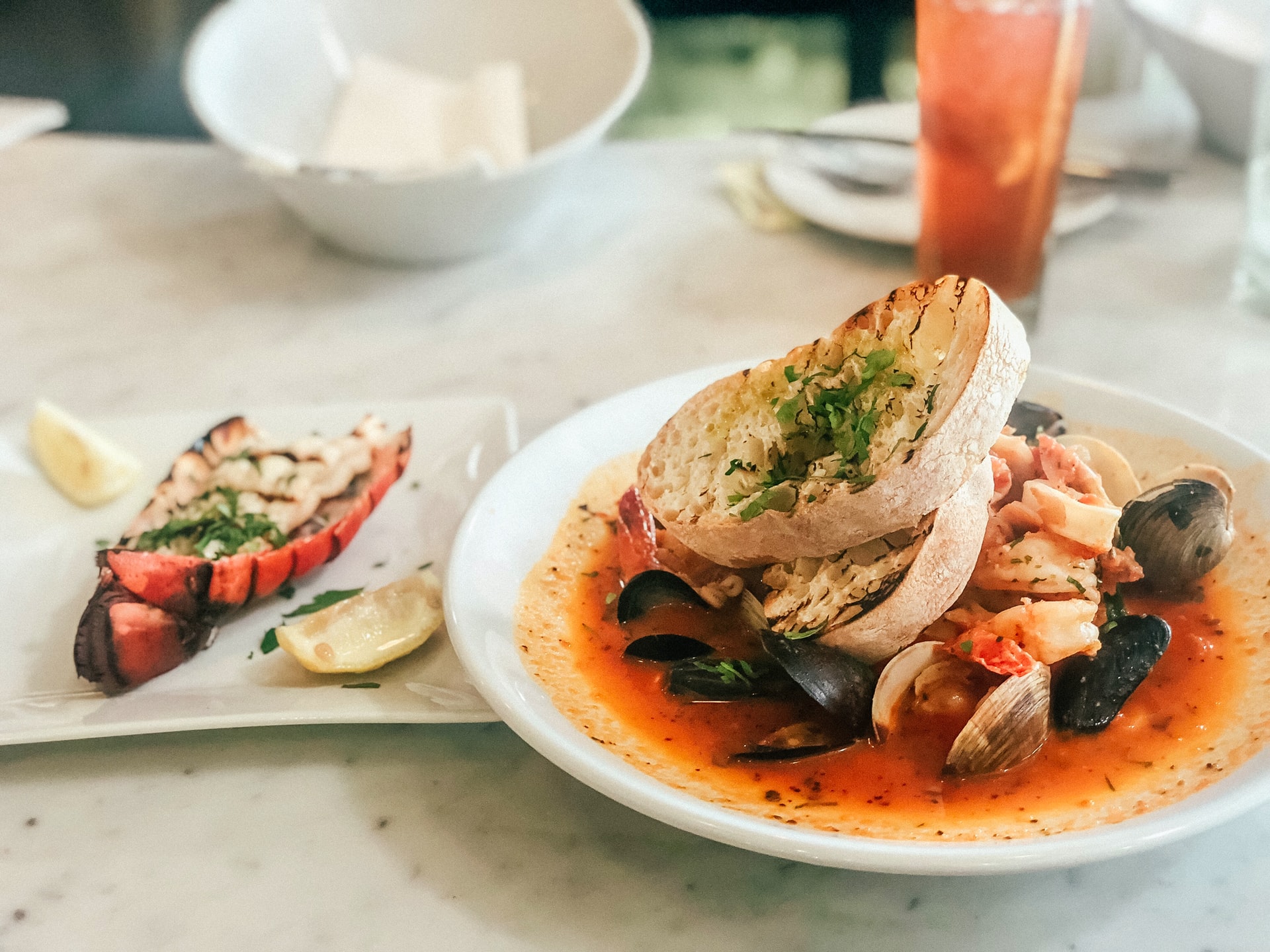 lobster dinner with clams